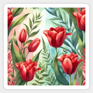 Red Tulip Flowers Sticker